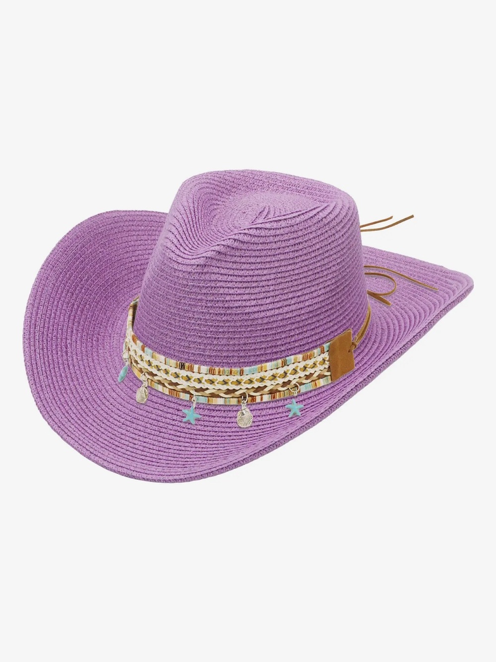 Blue boho tassels  Tribal cowboy hat